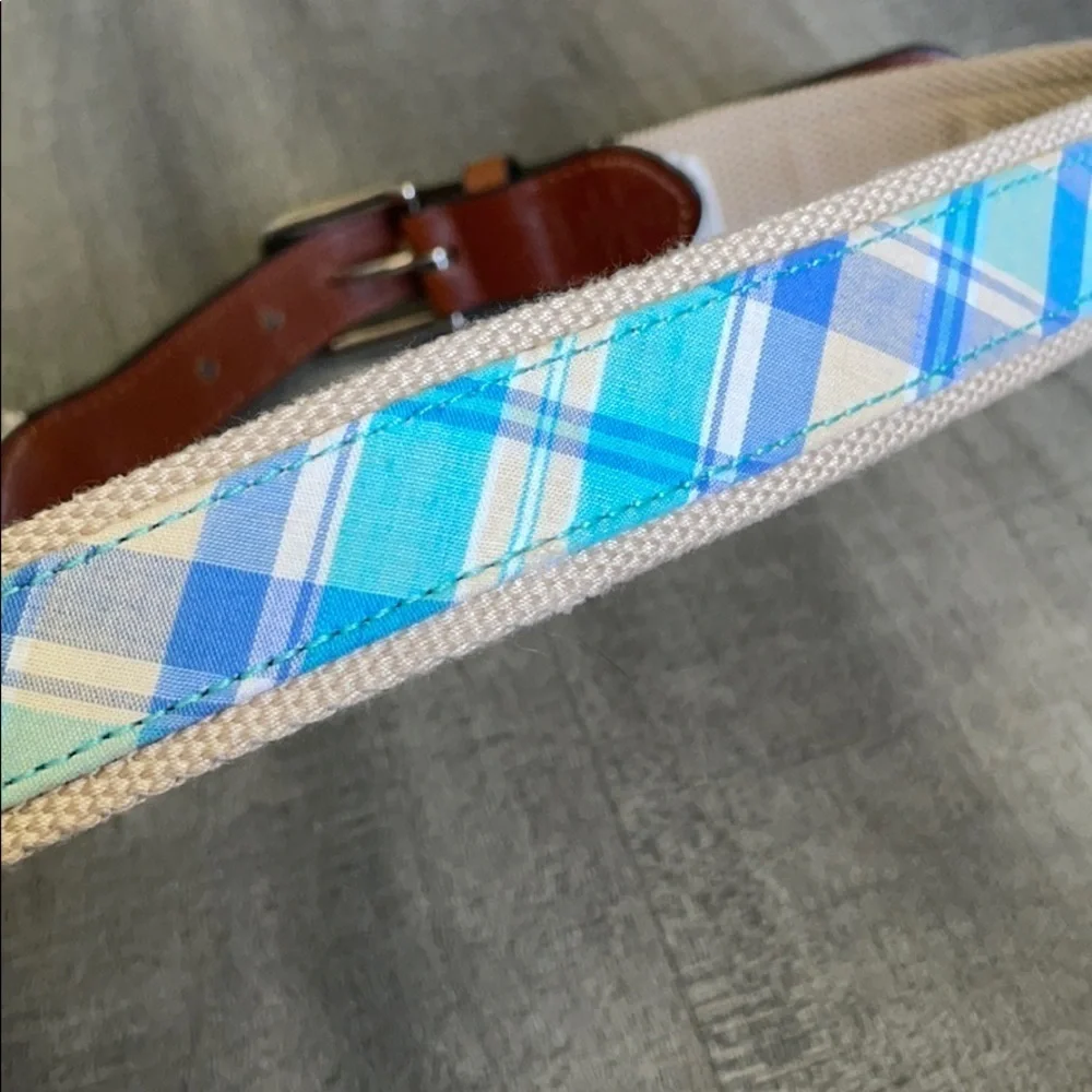 Men’s Preppy Blue Plaid Belt size 30-32